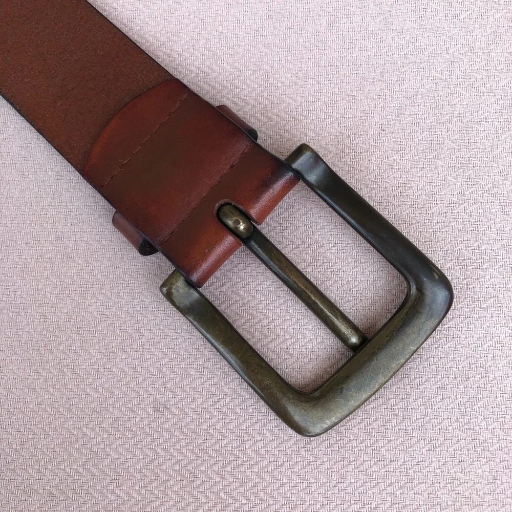Levi’s Strauss & Co. Shotgun Leather Belt Brown Full Grain Brown Leather Size 38